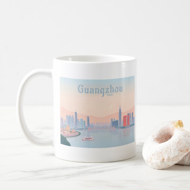 Taza De Café Viaje de Pastel de Río Perla de Guangzhou China (Con donut)