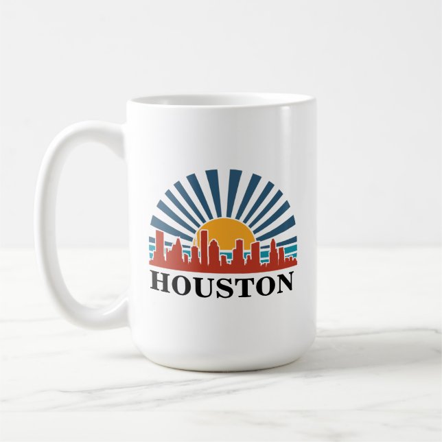 Taza De Café Viaje de retro al atardecer de Houston Texas (Izquierda)