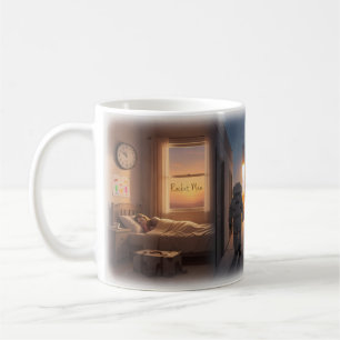 Taza de café Viaje de sueño espacial del hombre co