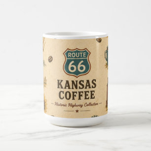 Taza De Café Viaje de Tostado Mañanero en Trigal de Kansas por