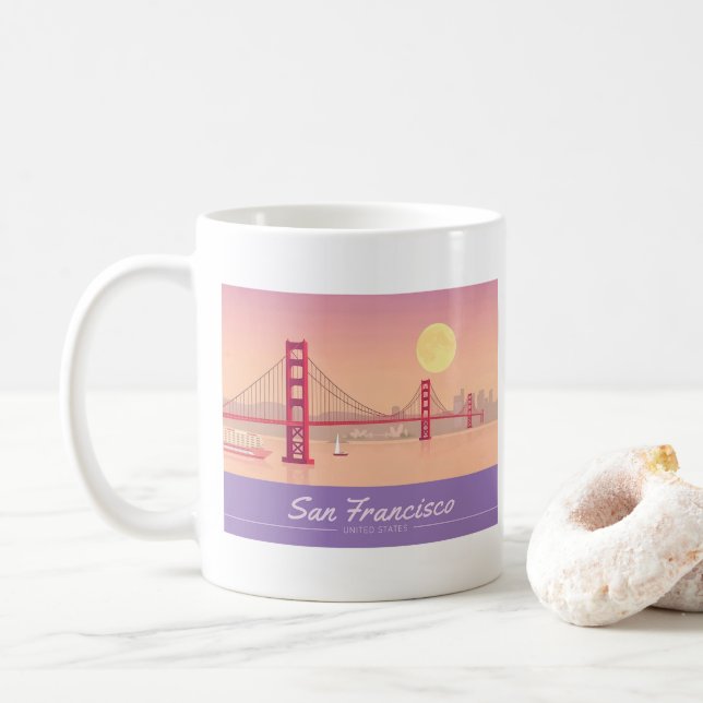 Taza De Café Viaje del puente Golden Gate de San Francisco (Con donut)