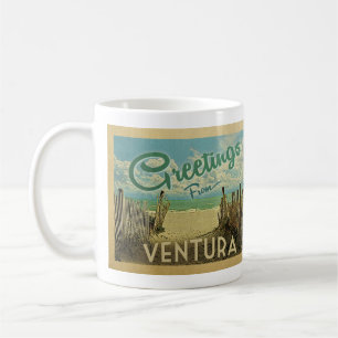 Taza De Café Viaje del vintage de la playa de Ventura