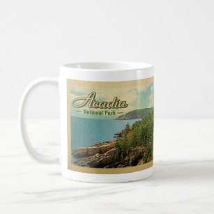 Taza De Café Viaje del vintage del parque nacional del Acadia