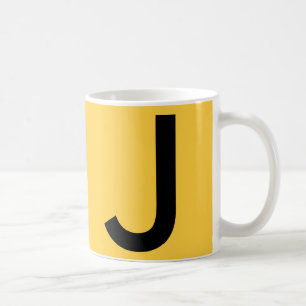 Taza De Café Viaje en monograma amarillo lindo