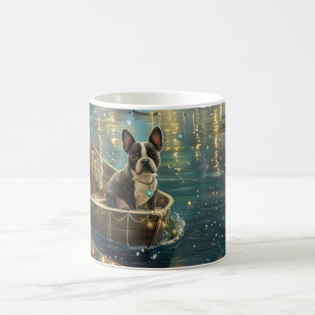 Taza De Café Viaje festivo de los Navidades de Boston Terrier (Centro)