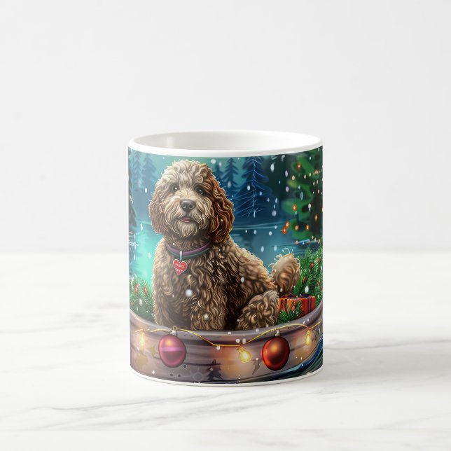 Taza De Café Viaje Festivo de Navidad de Cockapoo (Centro)