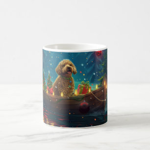 Taza De Café Viaje Festivo de Navidad de Goldendoodle