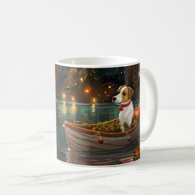 Taza De Café Viaje Festivo de Navidad de Jack Russell (Anverso derecho)