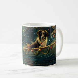 Taza De Café Viaje Festivo de Navidad del Border Collie