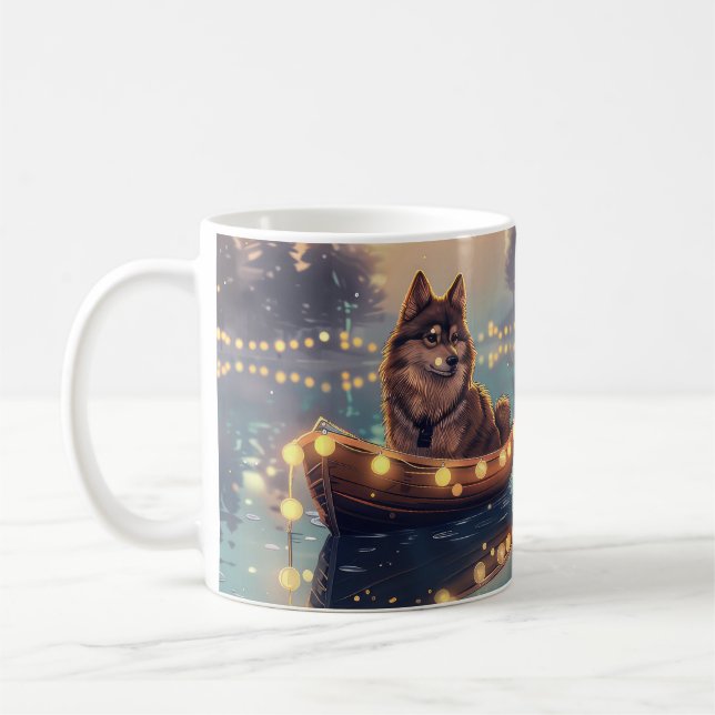 Taza De Café Viaje festivo de Navidades de Lapphund finlandeses (Izquierda)