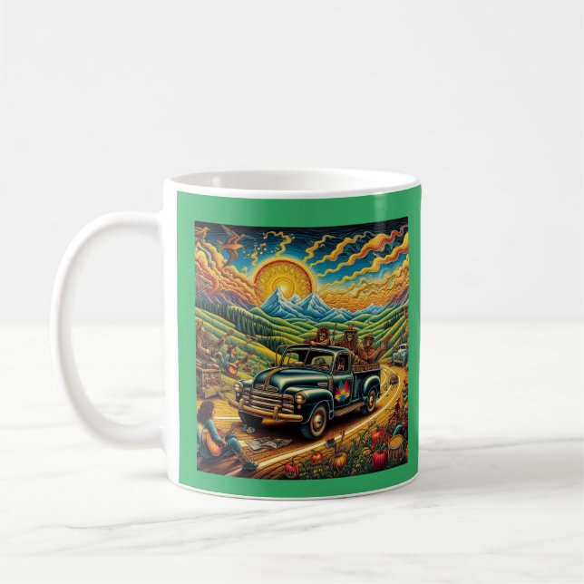 Taza De Café Viaje por carretera de arte popular (Izquierda)