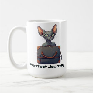 Taza De Café Viajero Gato Adorable – Regalo para Amantes de Gat