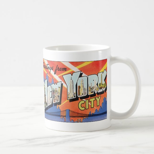 Taza De Café Viajes antiguos en Nueva York, saludos desde Nueva (Derecha)