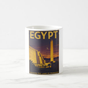 Taza De Café Viajes de Egipto vintage - Obelisco antiguo y temp