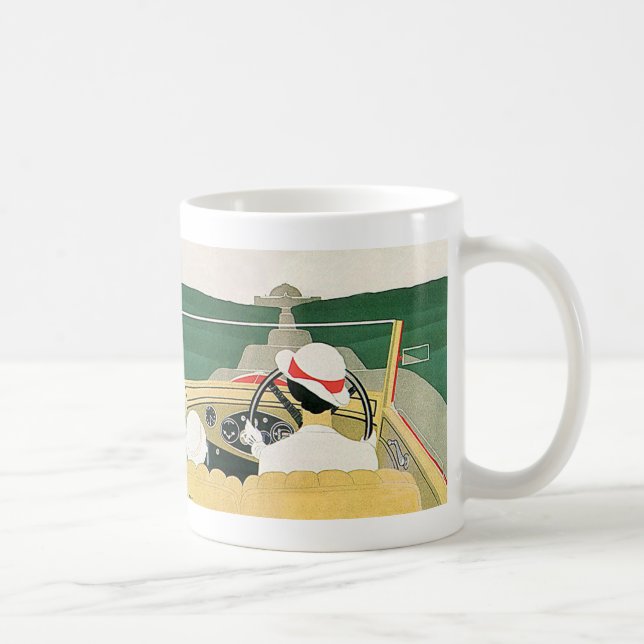 Taza De Café Viajes de época, coche convertible en el país (Derecha)