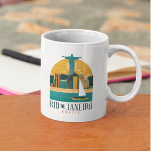 Taza De Café Viajes de época de la Ciudad de Brasil en Río de J