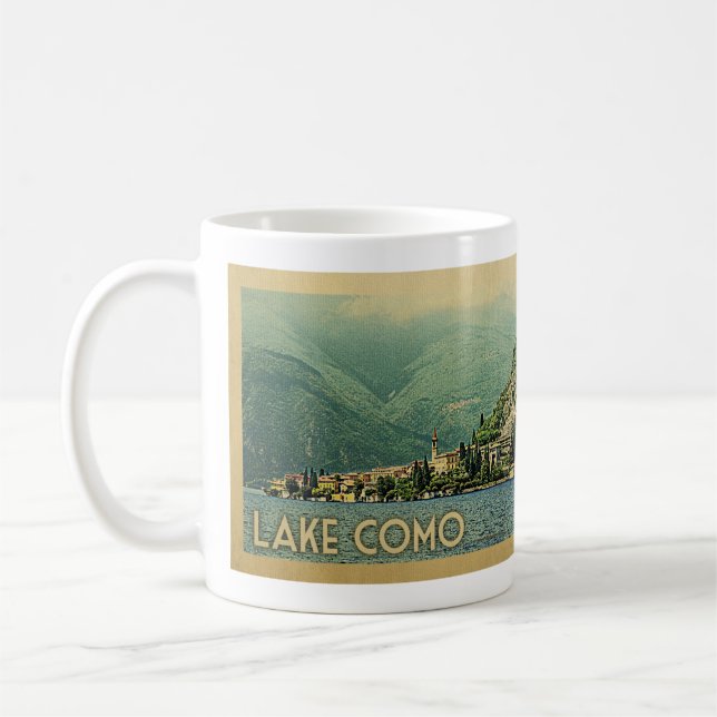 Taza De Café Viajes de época del Lago Como Italia (Izquierda)