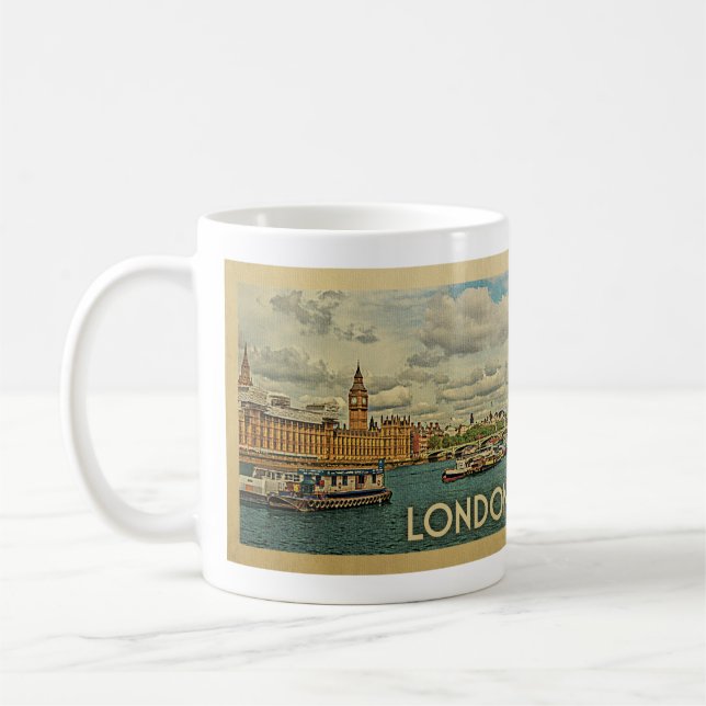 Taza De Café Viajes de época en Inglaterra Londres (Izquierda)