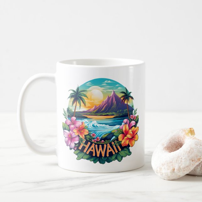 Taza De Café Viajes de las montañas hawaianas Aloha Tropical Be (Con donut)