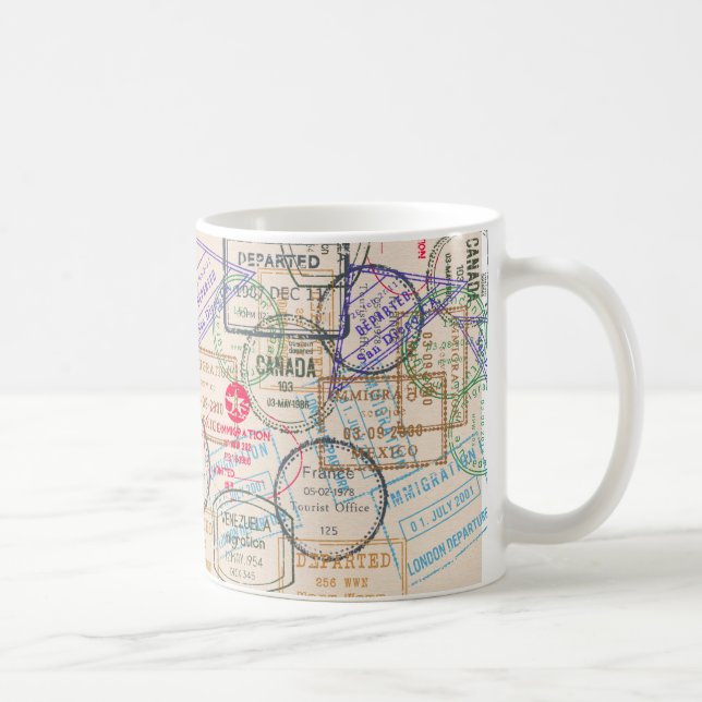 Taza De Café Viajes de sellos de pasaporte (Derecha)