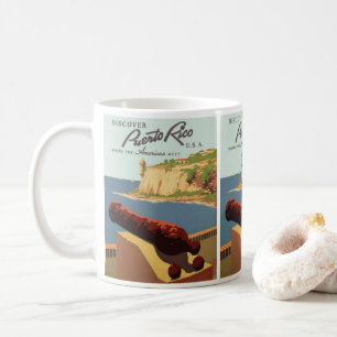 Taza De Café Viajes de Vintage Poster Arte, Descubre Puerto Ric