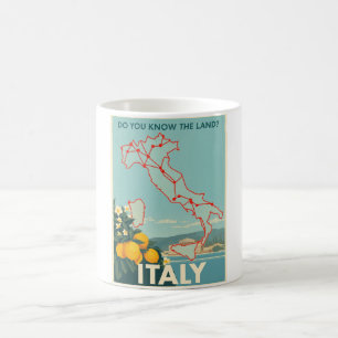 Taza De Café Viajes por la Italia de la Vintage - Mapa italiano