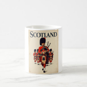 Taza De Café Viajes por la vieja Escocia - Bagpiper retro escoc