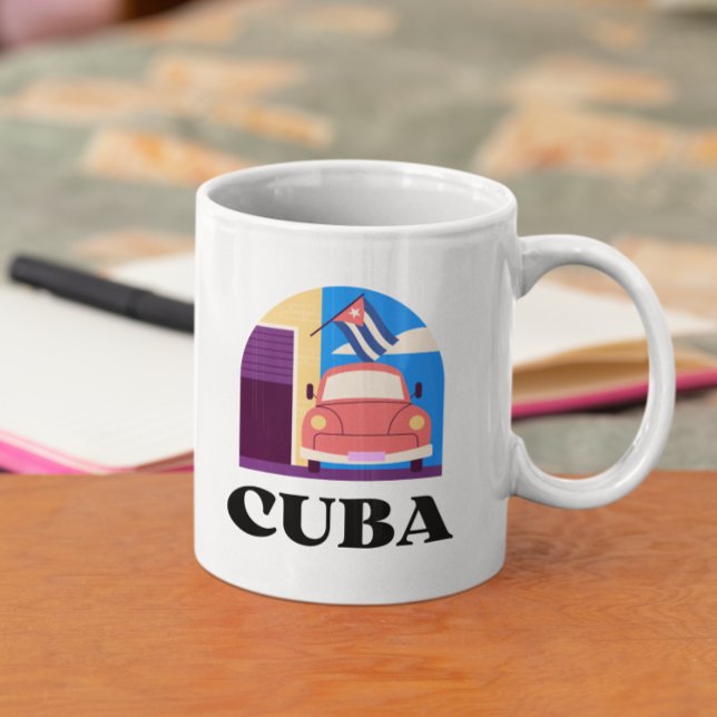 Taza De Café Viajes retro mínimos de la isla cubana (Cuba Vintage Travel Coffee Mug)