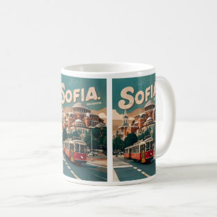 Taza De Café Viajes Sofía, regalos antiguos ciudad tranvía Bulg