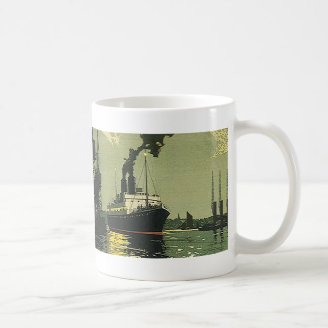 Taza De Café Viajes vintage, crucero en puerto (Derecha)