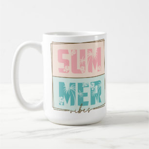 TAZA DE CAFÉ VIBAS DE VERANO VERDE Y ROSA DE PASTEL