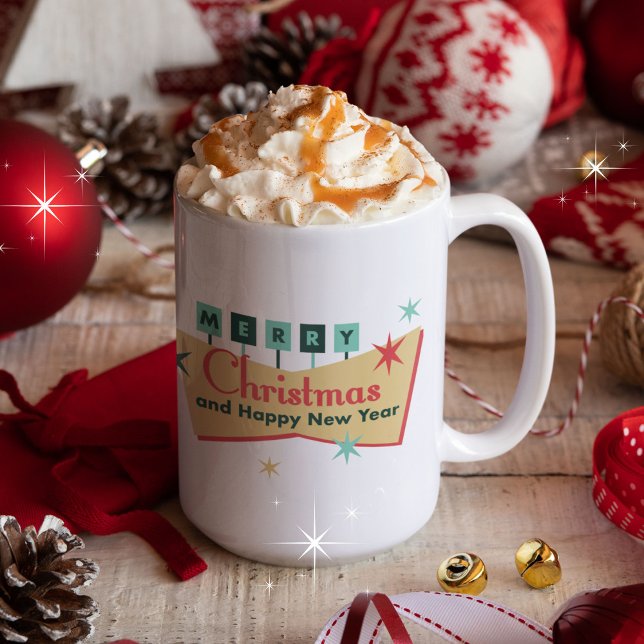 Taza De Café Vibe de Las Vegas retro Feliz Navidad al mundo (Side #1)