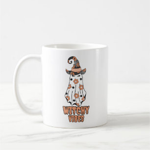 Taza De Café "Vibes de brujería" Naranja fantasma de Halloween