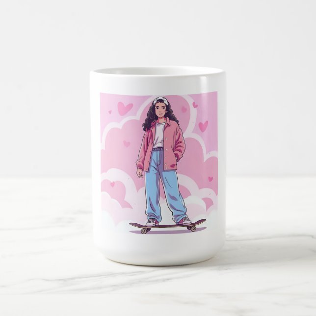 Taza De Café Vibes de Chica para patinadores - Collage estético (Centro)