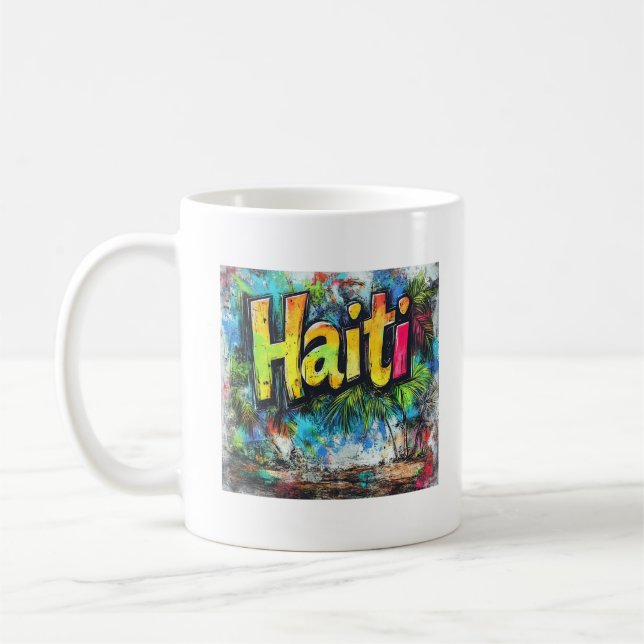 Taza De Café Vibes de graffiti de Haití: Edificio de Arte calle (Izquierda)