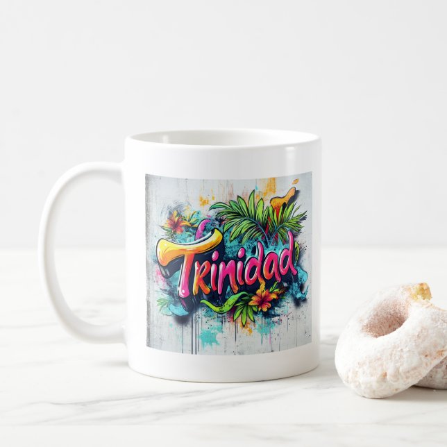 Taza De Café Vibes de graffiti de Trinidad: Ed de arte callejer (Con donut)