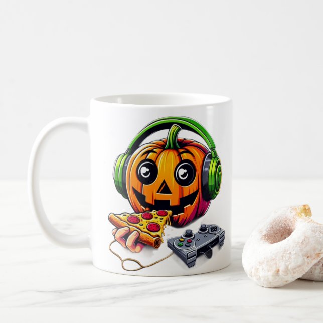 Taza De Café Vibes de Halloween curas: Calabaza disfruta de Gam (Con donut)