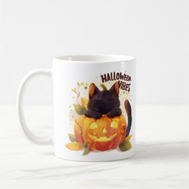 Taza De Café Vibes de Halloween - Gato de la Napa de Calabaza