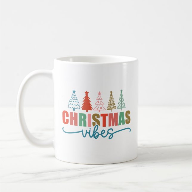 Taza De Café Vibes de navidades - Diseño de árboles de vacacion (Izquierda)