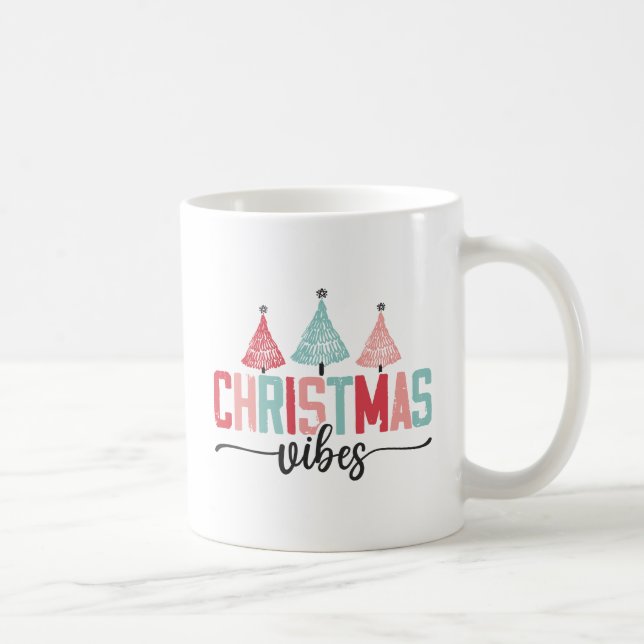 Taza De Café Vibes de navidades - Diseño de árboles festivos (Derecha)