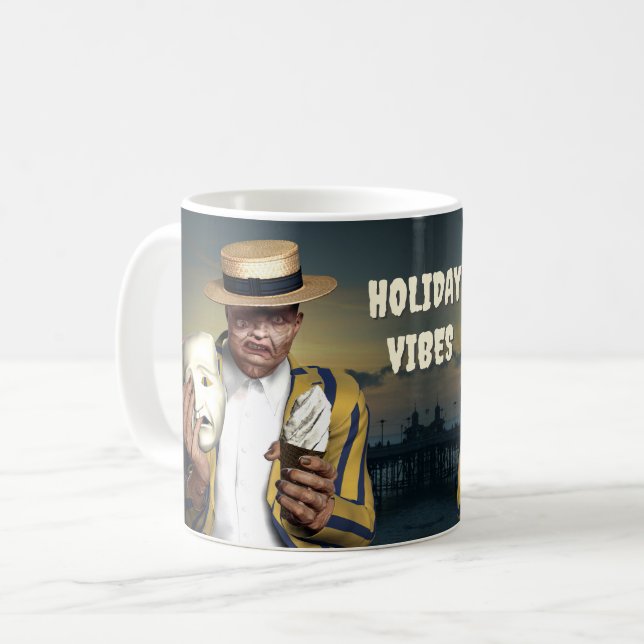 Taza De Café Vibes de vacaciones. Una criatura desfigurada toma (Anverso izquierdo)