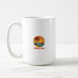 Taza De Café Vibes de verano - Diseño brillante, tropical y div