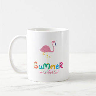 Taza De Café Vibes De Verano Y Flamingo