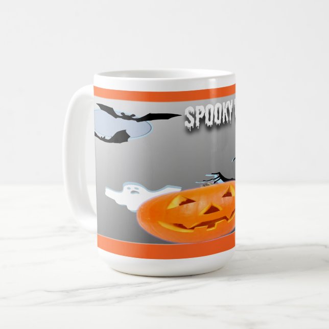 Taza De Café Vibes fantasmales con borde Naranja (Anverso izquierdo)