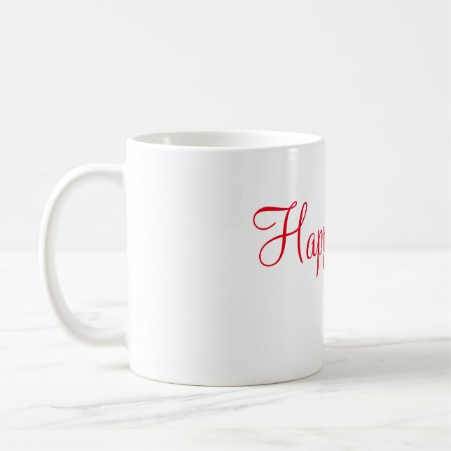 Taza De Café Vibes felices rojas vacaciones simple y mínima cal (Izquierda)