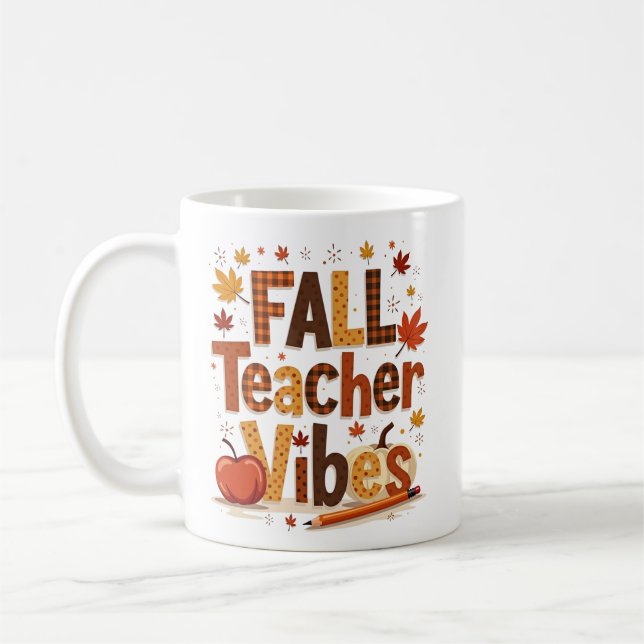 Taza De Café Vibes personalizadas de profesores de otoño (Izquierda)
