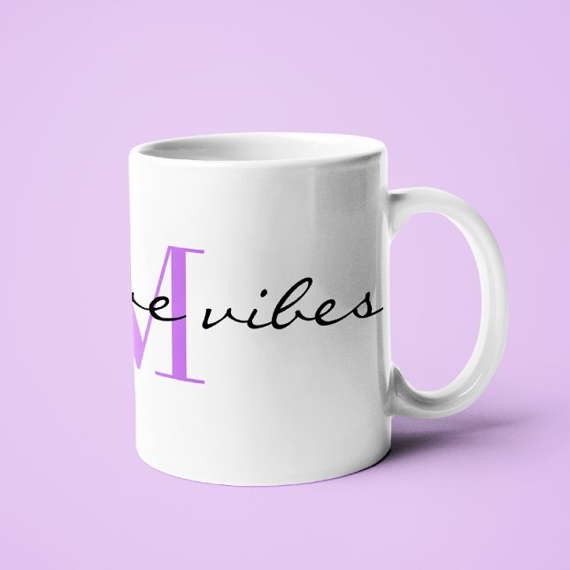 Taza De Café Vibes positivas monograma iniciales, con estilo de (Subido por el creador)
