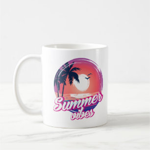 Taza De Café Vibes tropicales de verano de atardecer