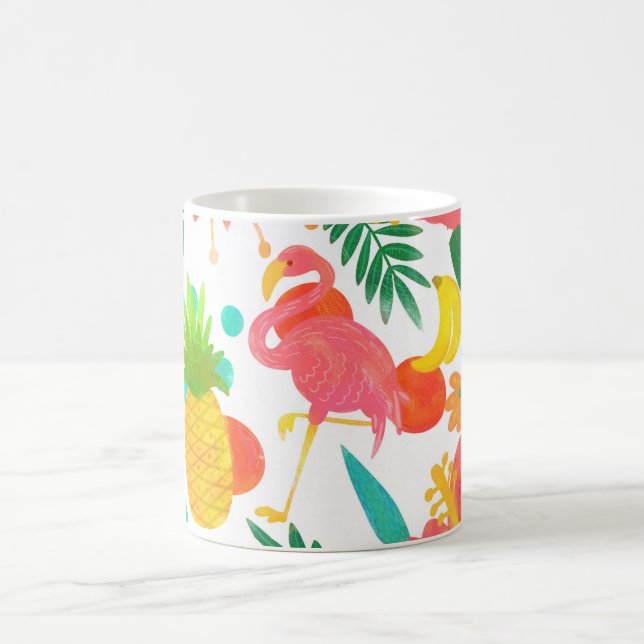 Taza De Café Vibes tropicales hojas florales Moda de verano (Centro)