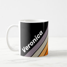 Taza De Café Vibra Retro con Rayas de Arcoíris y Nombre